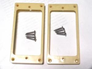 PAIR LES PAUL ELECTRIC GUITAR PICKUP SURROUNDS RINGS CREAM WITH CHROME SCREWS